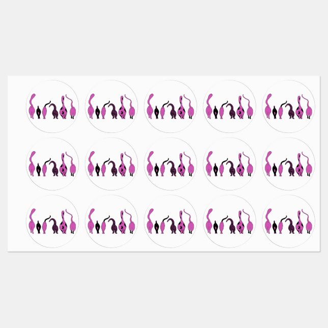 Purple Cat Butts Labels (Sheet)