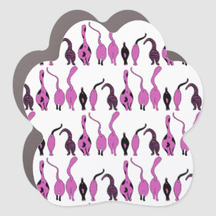 Purple Cat Butts Pattern Car Magnet