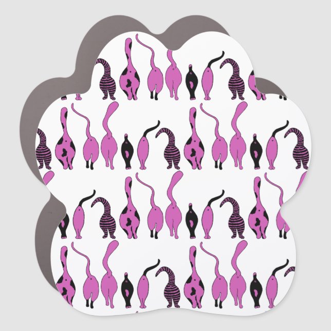 Purple Cat Butts Pattern Car Magnet (Front)