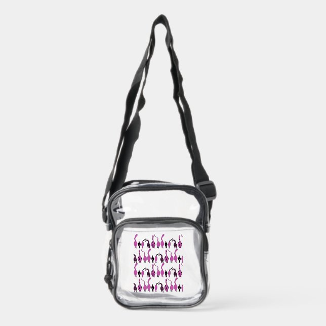 Purple Cat Butts Pattern Clear Crossbody Bag (Front)