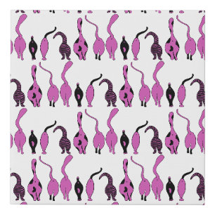 Purple Cat Butts Pattern Faux Canvas Print