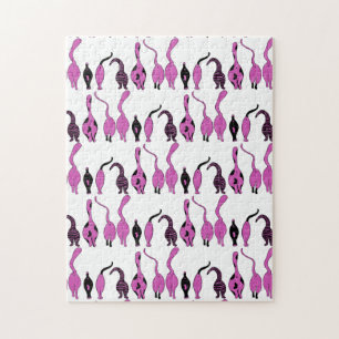 Purple Cat Butts Pattern Jigsaw Puzzle