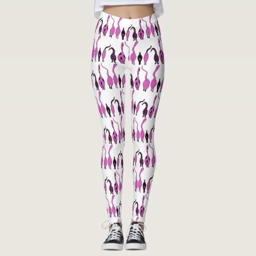 Purple Cat Butts Pattern Leggings