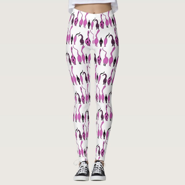 Purple Cat Butts Pattern Leggings (Front)