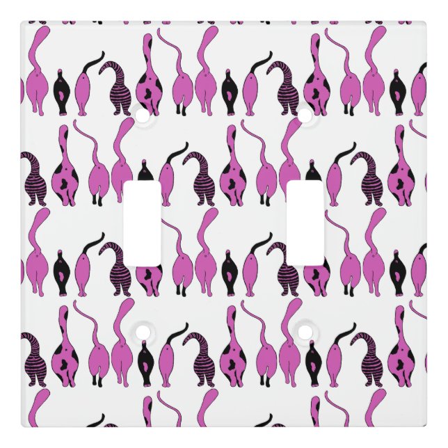 Purple Cat Butts Pattern Light Switch Cover (Front)