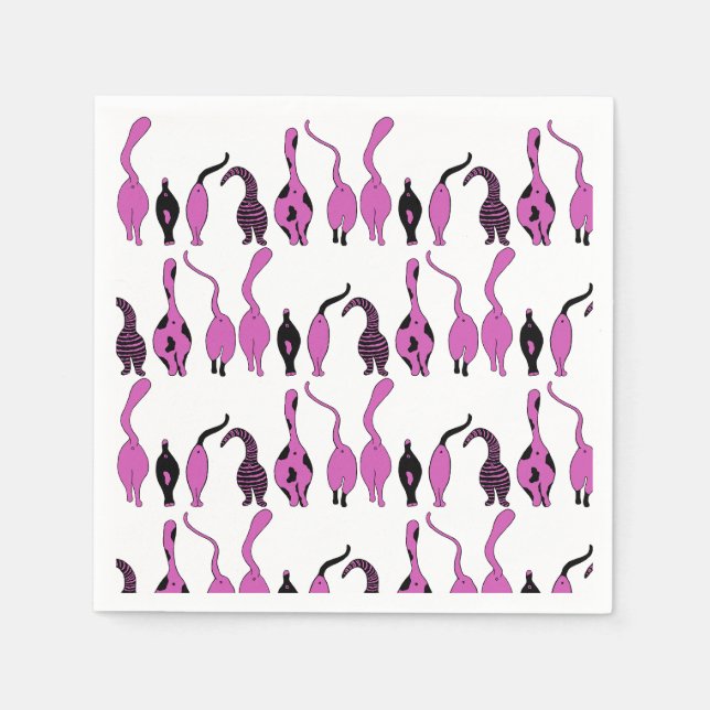 Purple Cat Butts Pattern Napkins (Front)