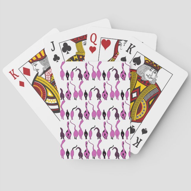 Purple Cat Butts Pattern Poker Cards (Back)
