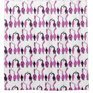 Purple Cat Butts Pattern Shower Curtain