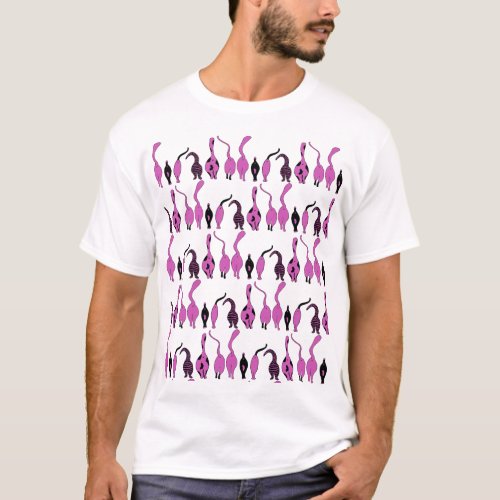 Purple Cat Butts Pattern T_Shirt