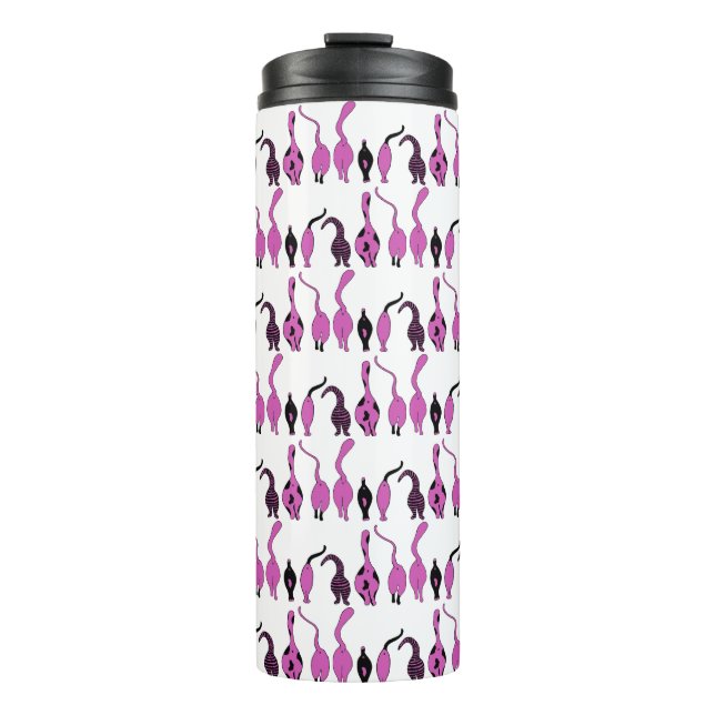 Purple Cat Butts Pattern Thermal Tumbler (Front)