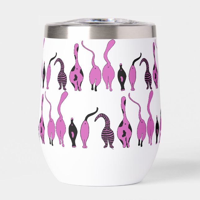 Purple Cat Butts Pattern Thermal Wine Tumbler (Front)
