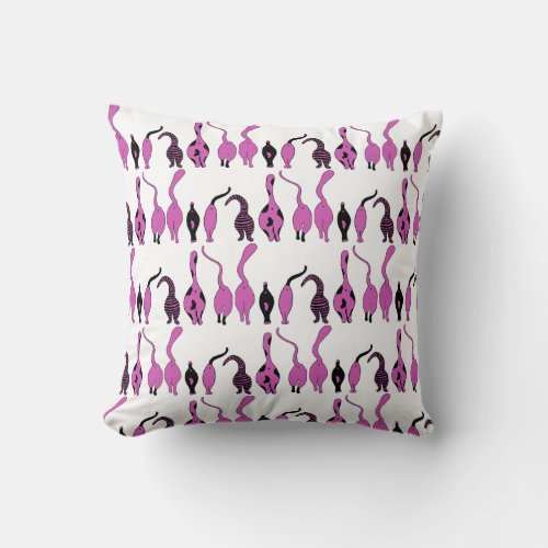 Purple Cat Butts Pattern Throw Pillow