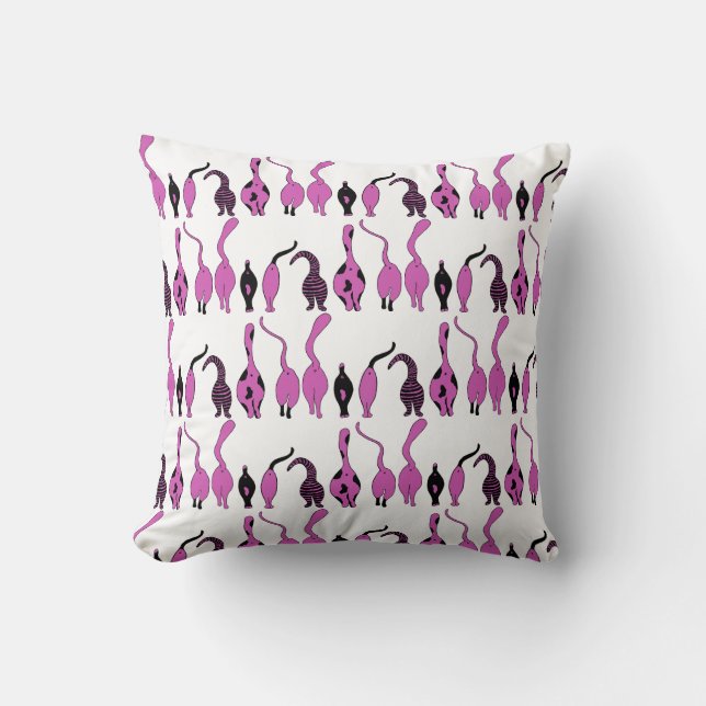 Purple Cat Butts Pattern Throw Pillow (Front)