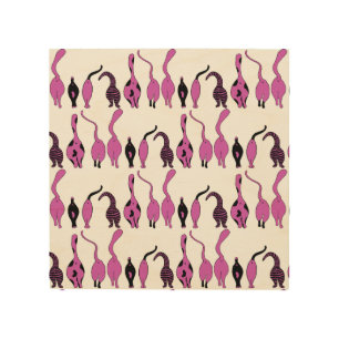 Purple Cat Butts Pattern Wood Wall Art