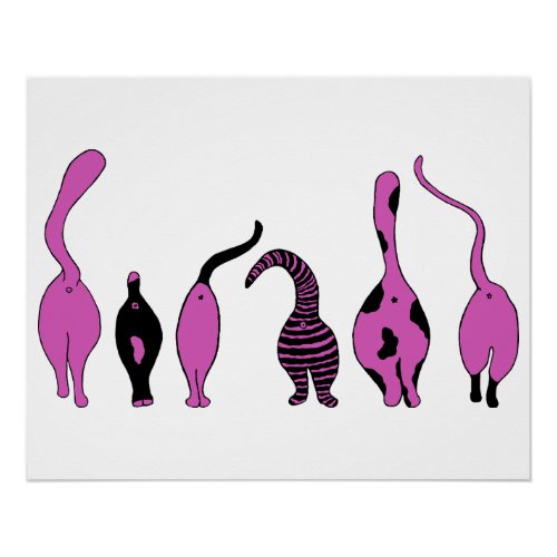 Purple Cat Butts Poster