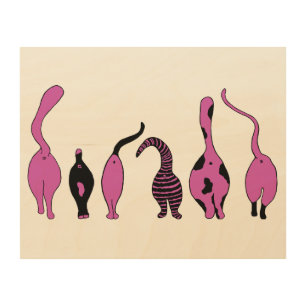 Purple Cat Butts Wood Wall Art