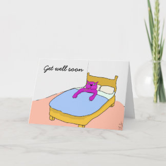 Purple Cat Get Well Soon card