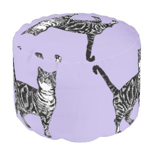 Purple Cat Girls Room Foot Stool baby tabby Pouffe Pouf
