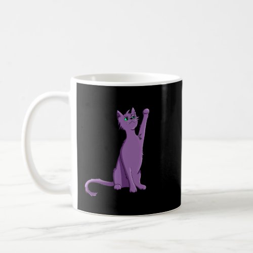 Purple Cat Holding Up Fist Power  Coffee Mug