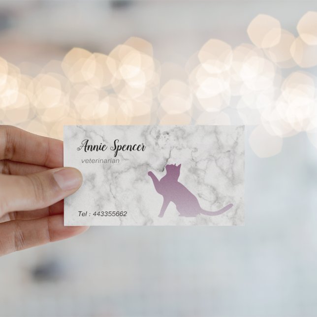 Purple cat in marble  -  veterinarian business card (Creator Uploaded)