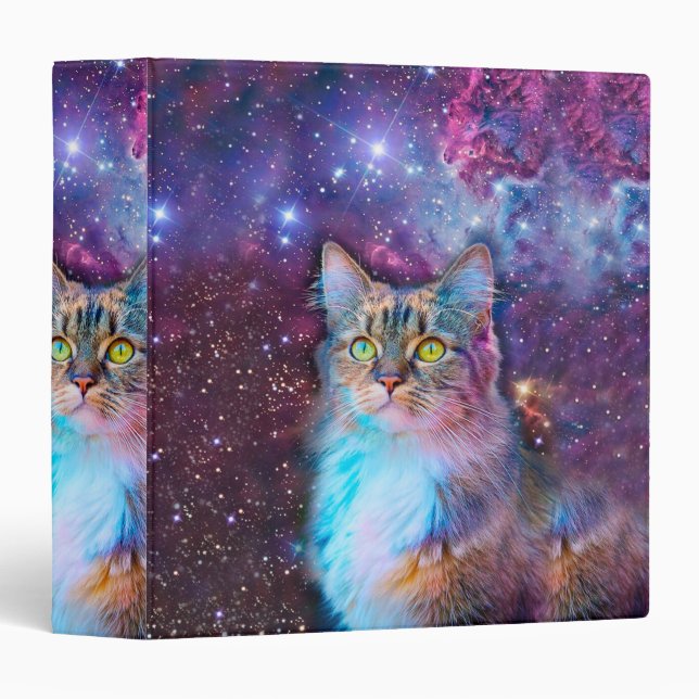 Purple cat in space 3 ring binder (Front/Spine)