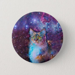 Purple cat in space button