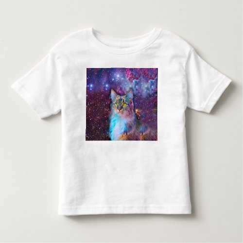 Purple cat in space toddler t_shirt