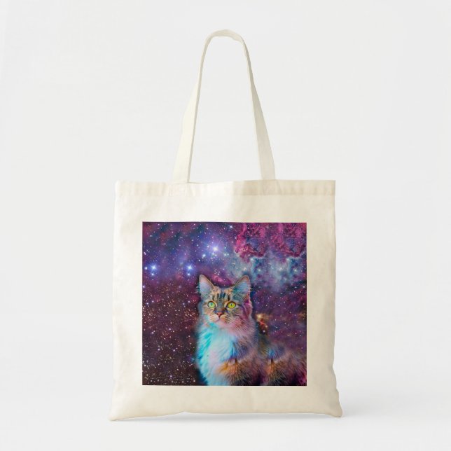 Purple cat in space tote bag (Front)