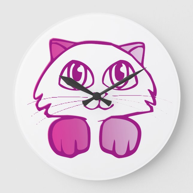 purple cat large clock (Front)