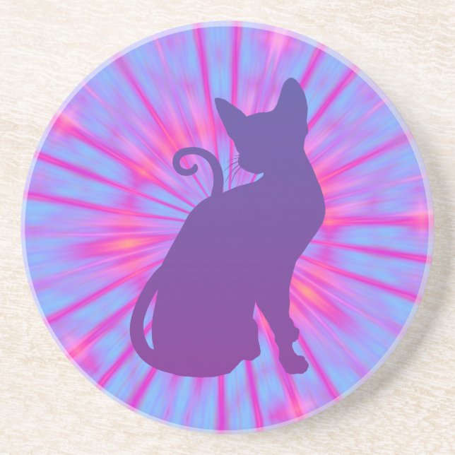 Purple Cat Sandstone Coaster (Front)