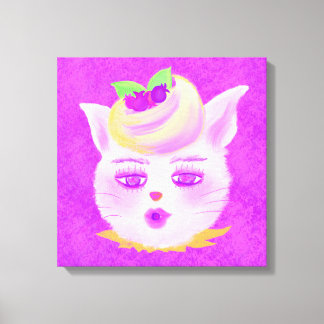 Purple Cat Who Likes Sweets Canvas Print
