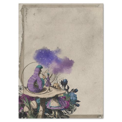 Purple Caterpillar Alice in Wonderland Decoupage Tissue Paper