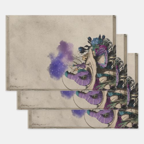 Purple Caterpillar Alice in Wonderland Decoupage Wrapping Paper Sheets