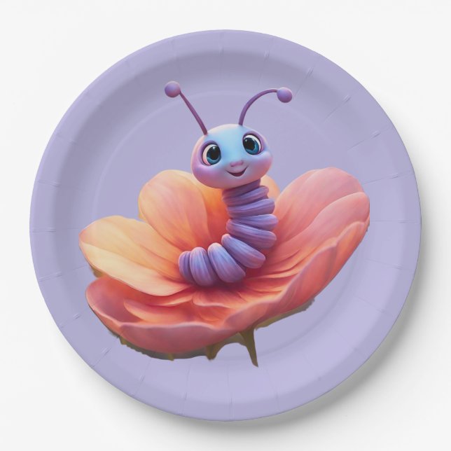 Purple Caterpillar Paper Plates (Front)