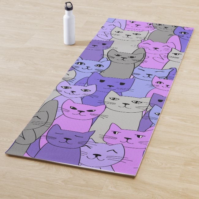 Purple Cats Design Yoga Mat