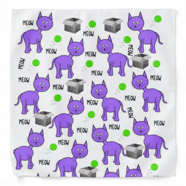 Purple Cats Kittens Bandana (Front)