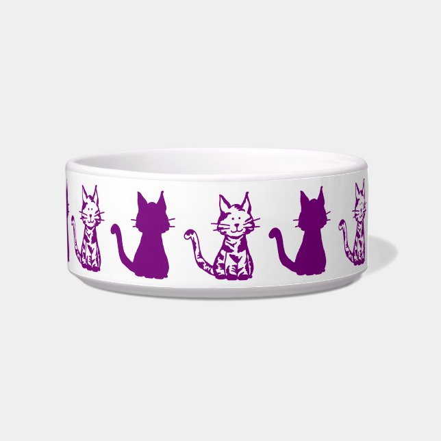 Purple Cats Pattern Small Pet Bowl (Right)