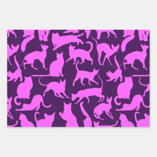 Purple Cats Wrapping Paper Sheets