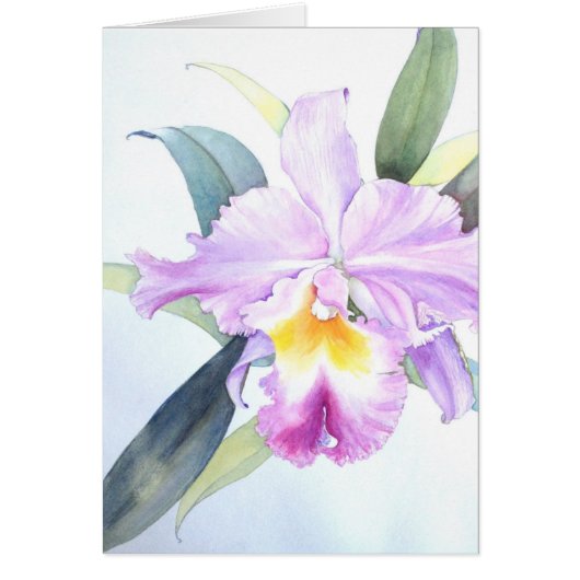 Purple Cattleya Orchid Card (5" X 7") (Front)
