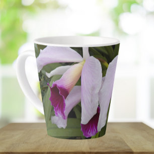 Purple Cattleya Orchids Floral Latte Mug