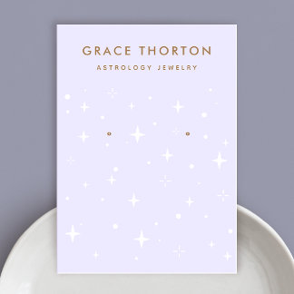 Purple Celestial Boho Stars Earring Display  Business Card