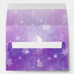 Purple Celestial Fantasy Art Stars and Moon Envelope | Zazzle