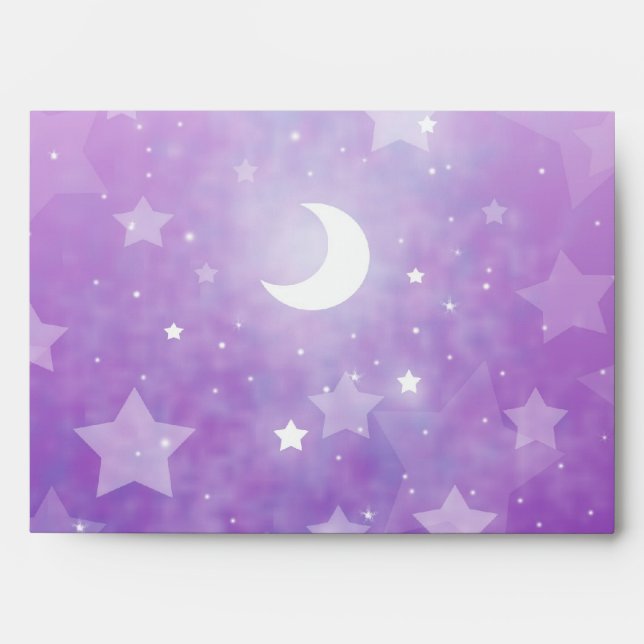 Purple Celestial Fantasy Art Stars and Moon Envelope (Front)