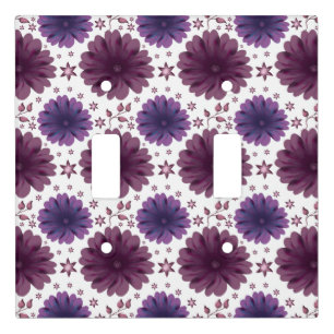 Purple Celestial Floral Pattern Light Switch Cover