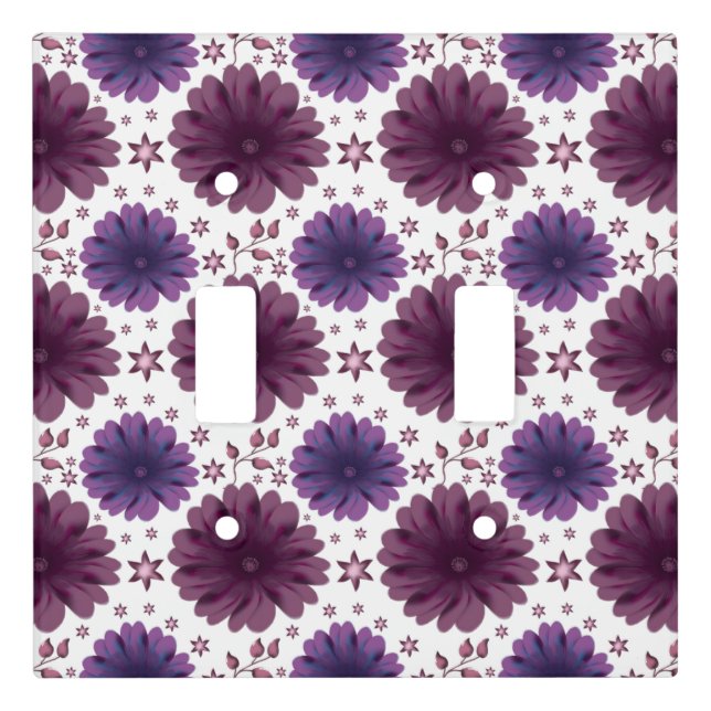 Purple Celestial Floral Pattern Light Switch Cover (Front)