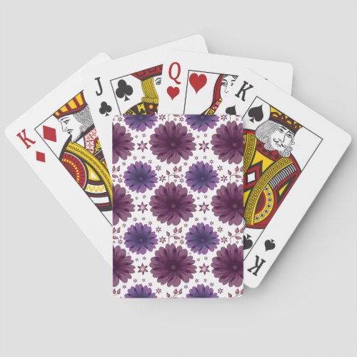 Purple Celestial Floral Pattern Poker Cards