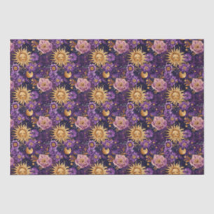 Purple Celestial Floral Sun Moon and Stars  Tissue Paper