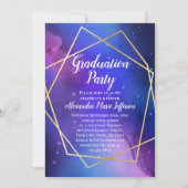 Purple Celestial Geometric Gold Graduation Party Invitation (Front)