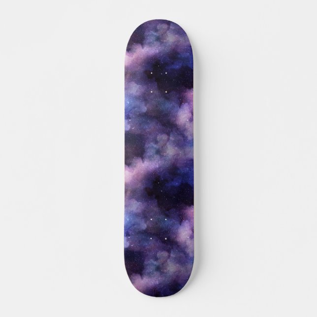Purple Celestial Space Galaxy Night Sky Skateboard (Front)