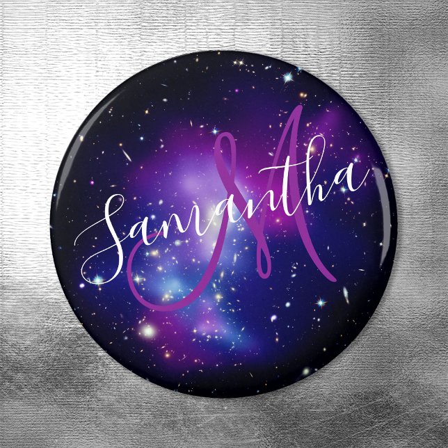 Purple Celestial Space Photo Monogrammed Magnet (Creator Uploaded)